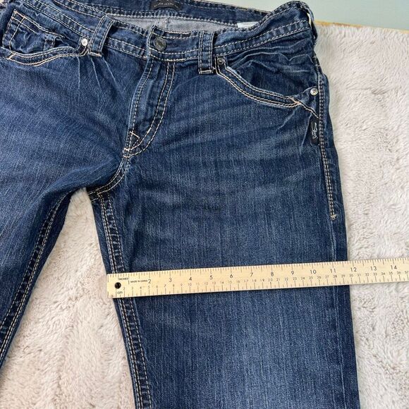 Silver Jeans Mens 34x32 Blue Gordie Loose Fit Straight Leg Faded Dark Wash Denim - Picture 8 of 11